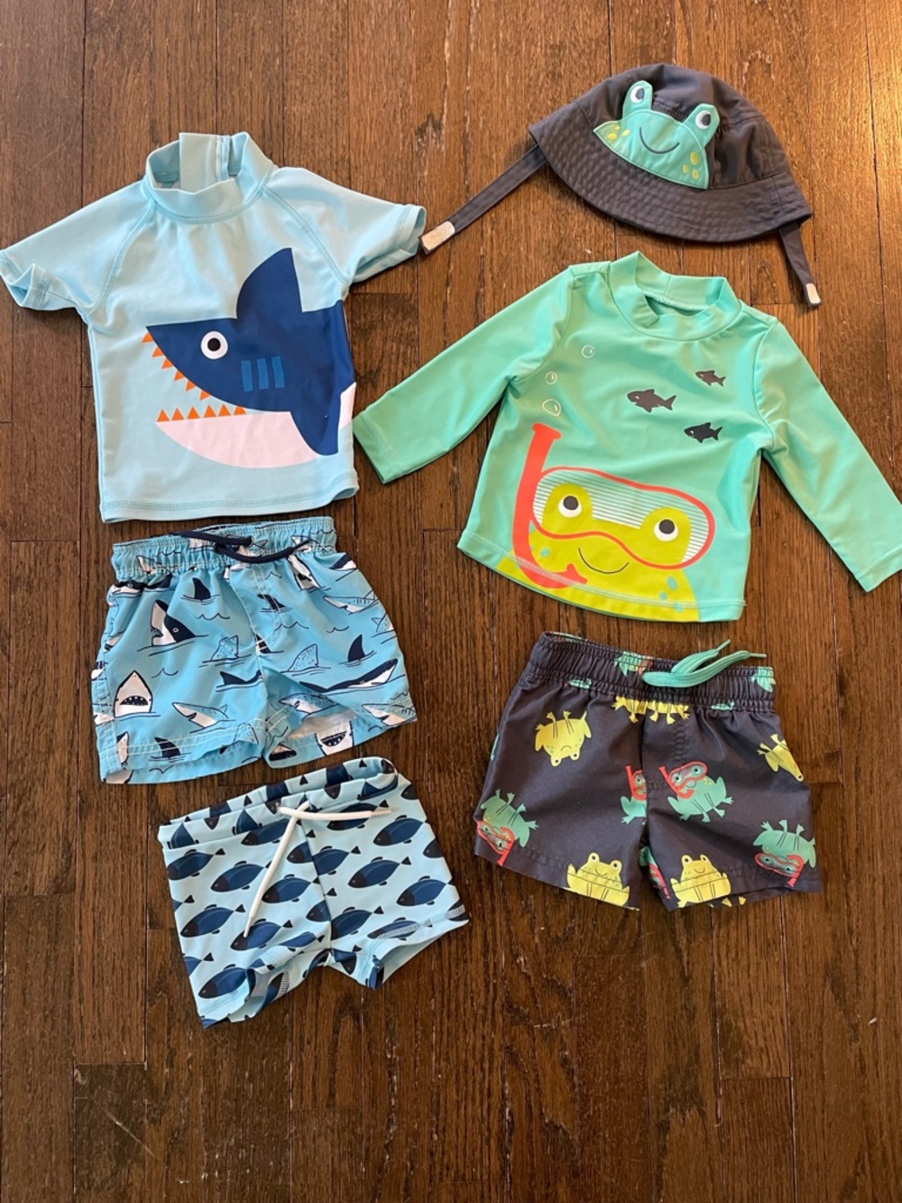 Boys 6 Months Swim Bundle Summer Swimsuit Trunks Rash Guards Hat